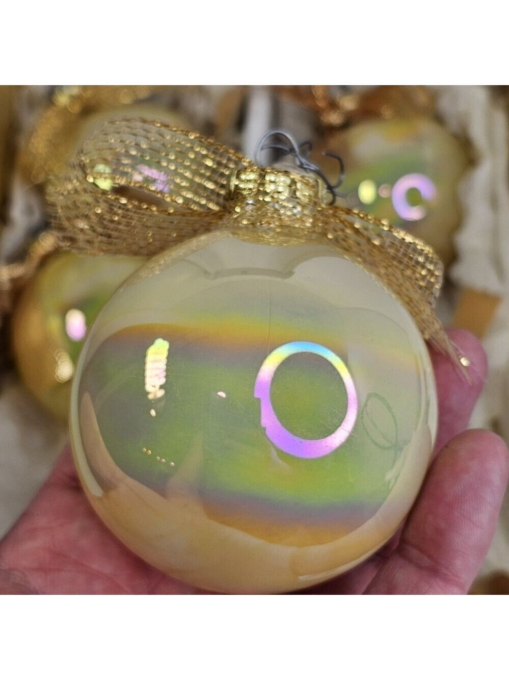 Silverstri Iridescent Round Glass Christmas Ornaments 7pcs